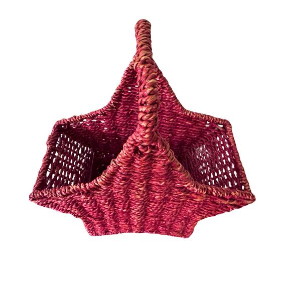 Red Woven Star Basket | Hanging Wall Basket or Tabletop Storage - Picture 4 of 8